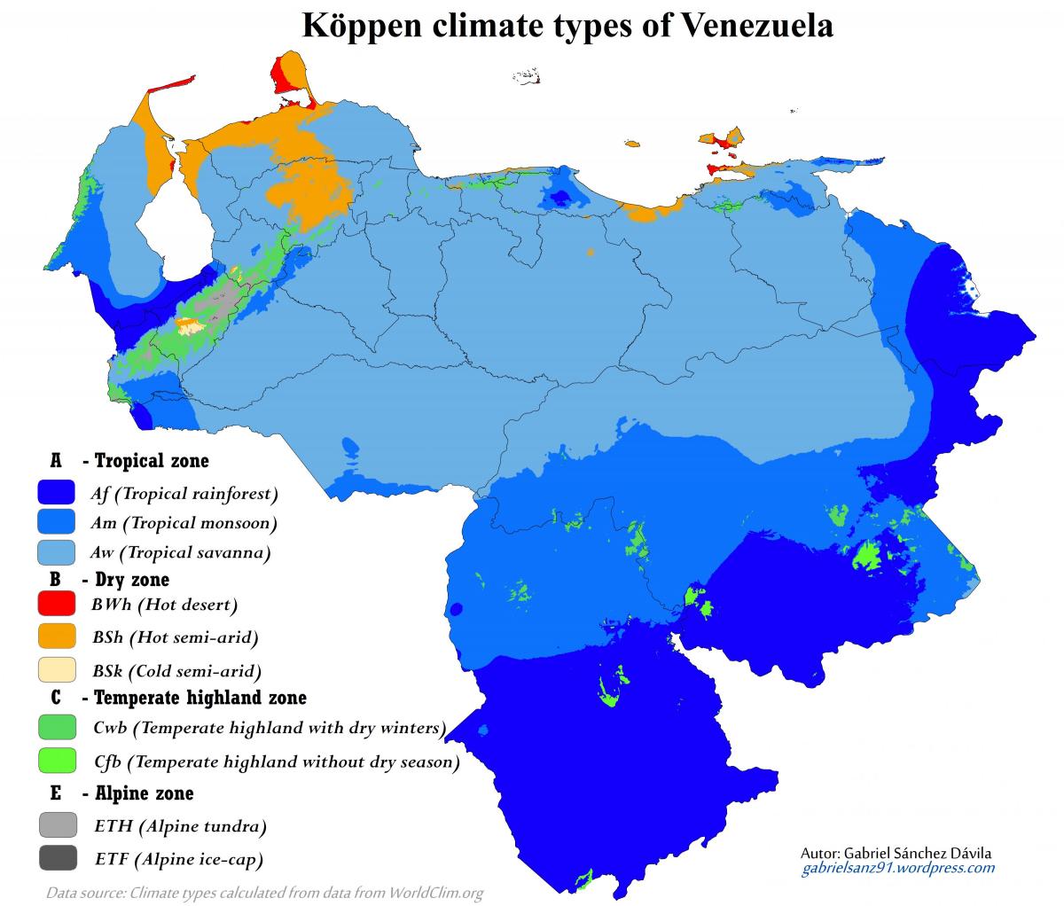 karta Venezuela klima