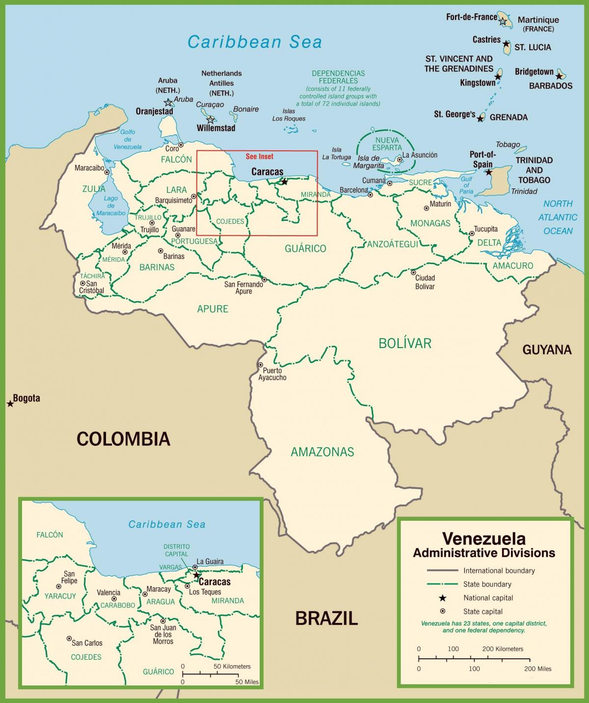 karta Venezuela političke