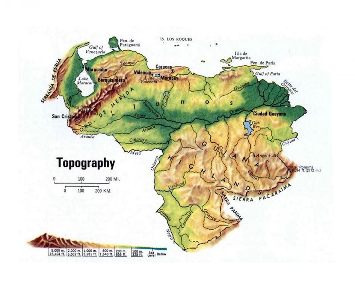 topografski kartica Venezuela