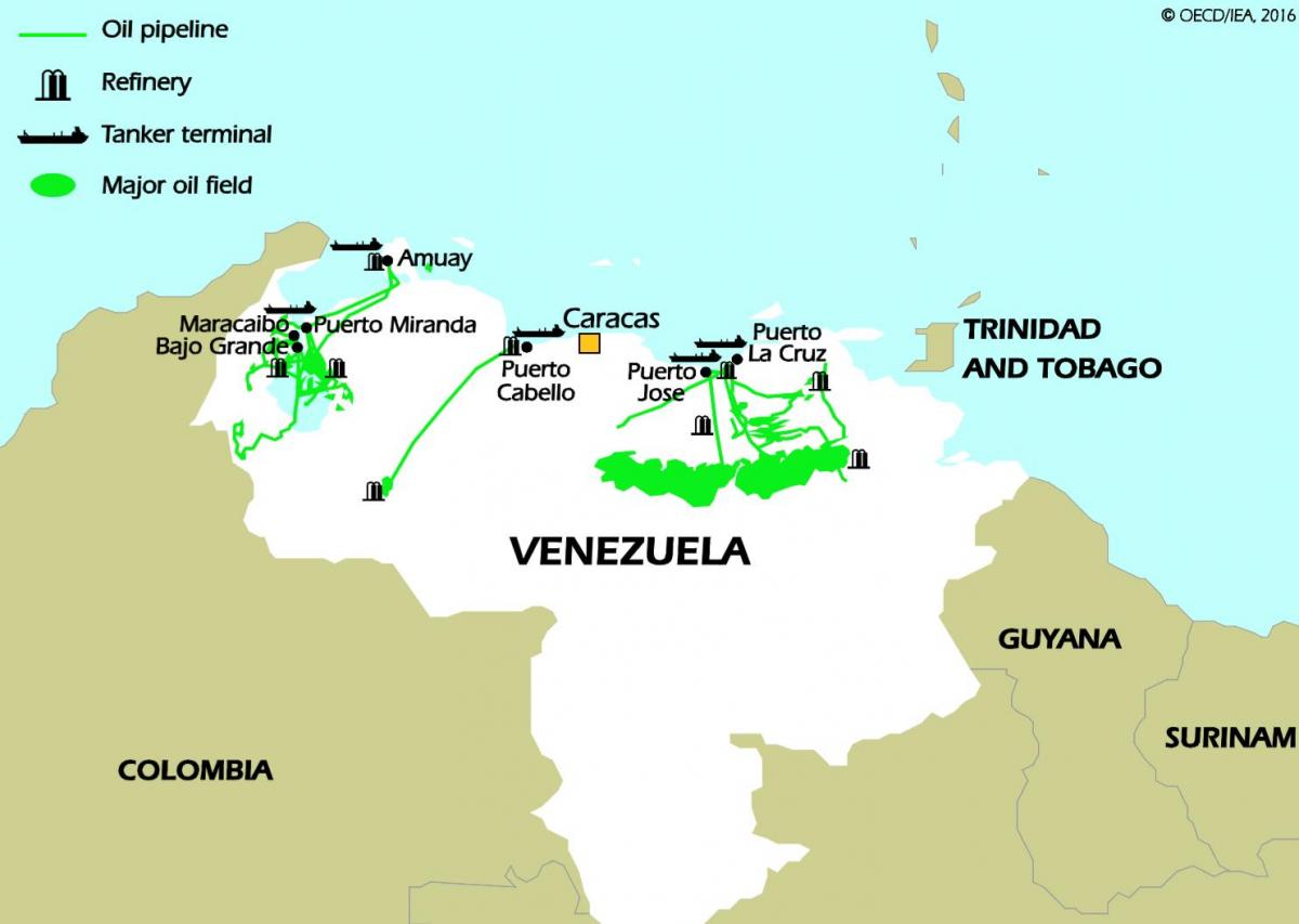 Venezuela rezerve nafte na karti