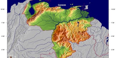 Karta fizička karta Venezuele