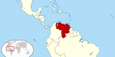 Venezuela na karti Južne Amerike