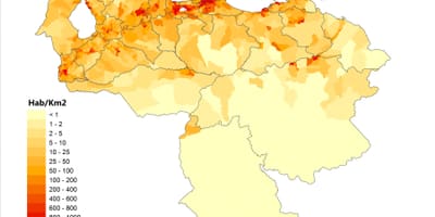 Venezuela kartu gustoće stanovništva 