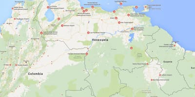 Karta Venezuele zračne luke